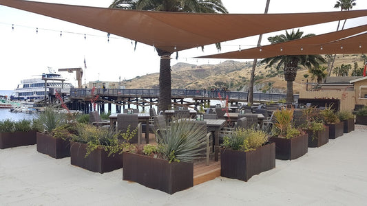 Corten planters on the beach