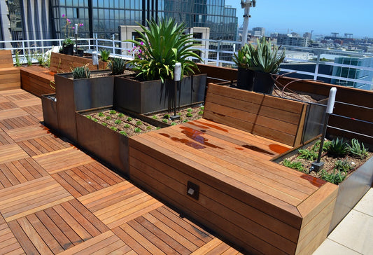 Modular Corten Steel Planters Roof Terrace Installation