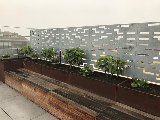 Corten Steel Planters With Hot Dipped Galvanized Screens