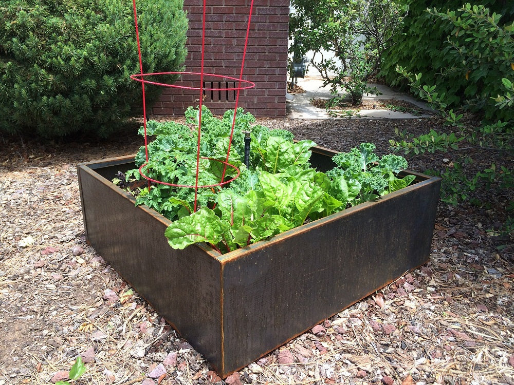 Corten steel raised planter beds