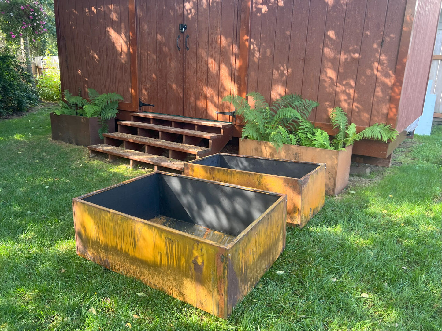 Extra Wide Corten Steel Planter Trough